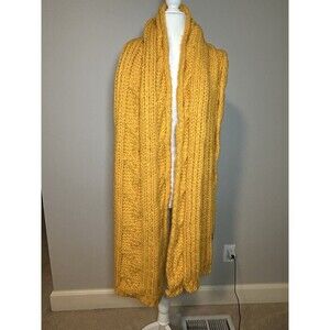 ZARA Yellow Long Cable Knit Heavy Scarf Statement Piece